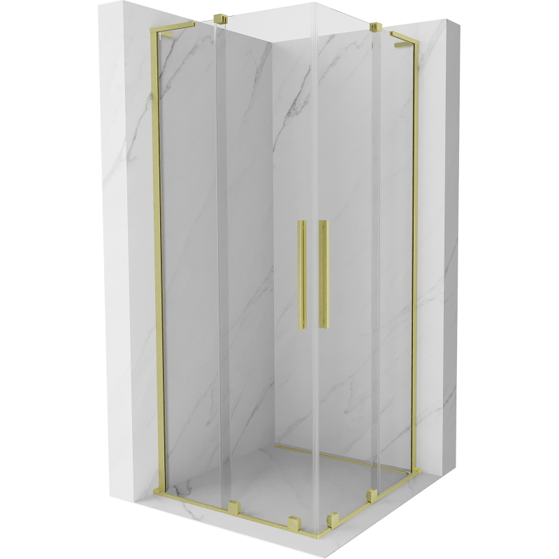Mexen Velar L Duo cabine de douche coulissante 100 x 100 cm, transparent, or brossé - 871-100-100-02-03-55