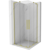 Mexen Velar L Duo cabine de douche coulissante 100 x 100 cm, transparent, or brossé - 871-100-100-02-03-55