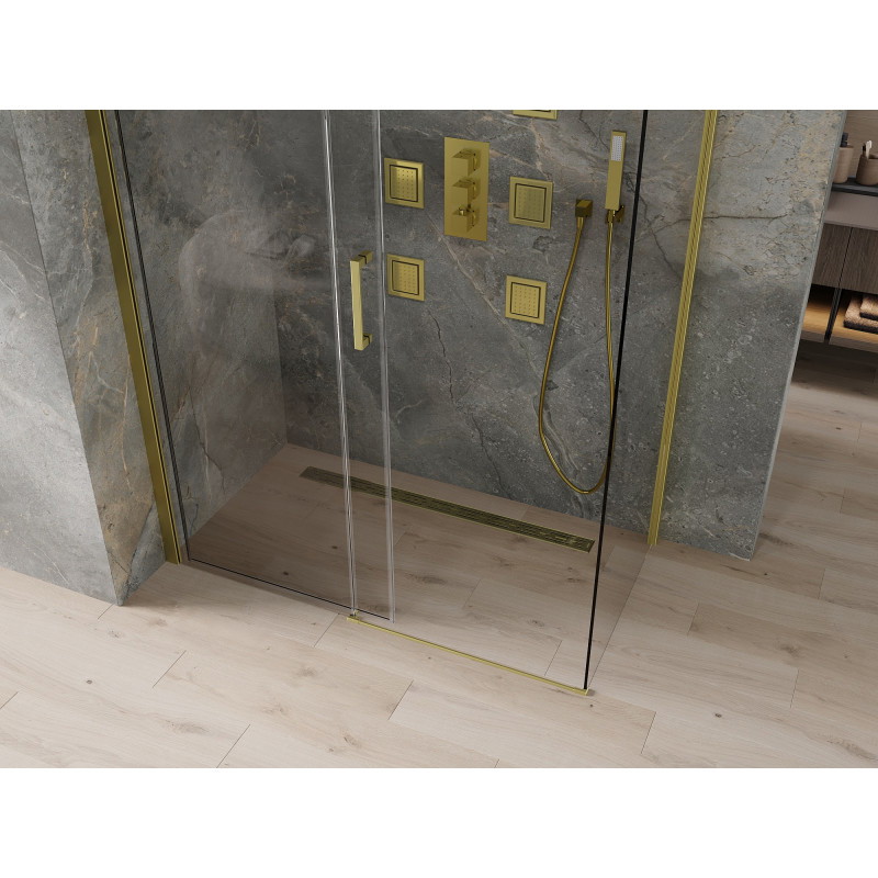 Mexen Omega schuifbare douchecabine 140 x 80 cm, transparant, goud - 825-140-080-50-00