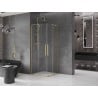 Mexen Velar L Duo cabine de douche coulissante 100 x 100 cm, transparent, or brossé - 871-100-100-02-03-55