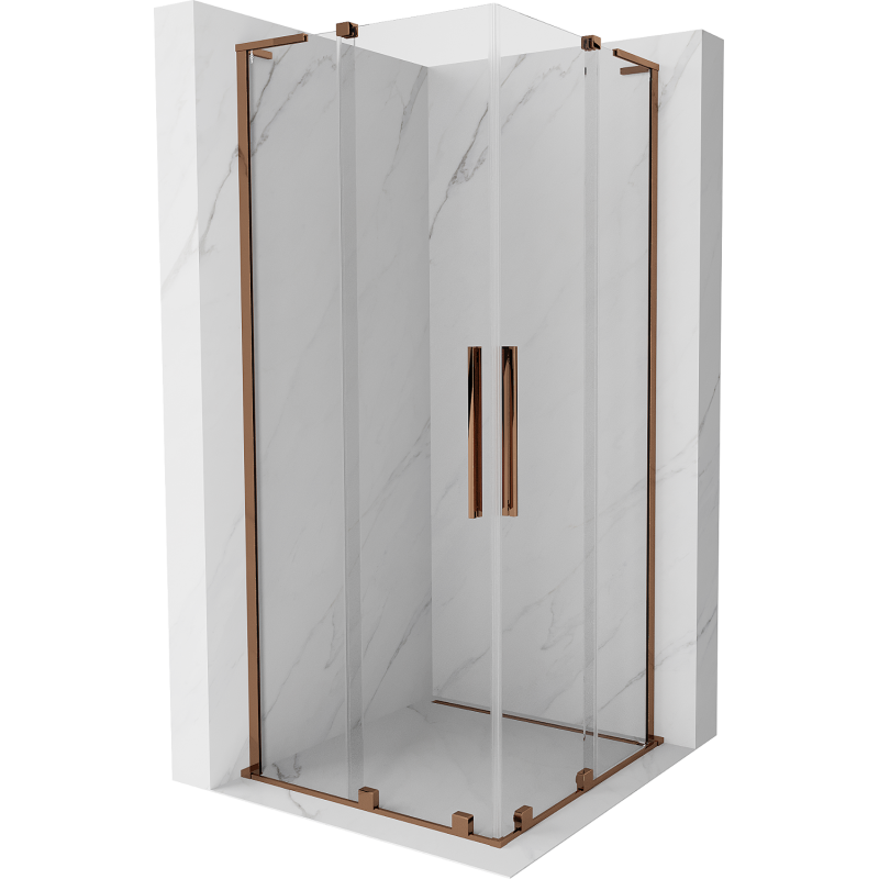 Mexen Velar L Duo cabine de duche deslizante 80 x 80 cm, transparente, ouro rosa - 871-080-080-02-03-60