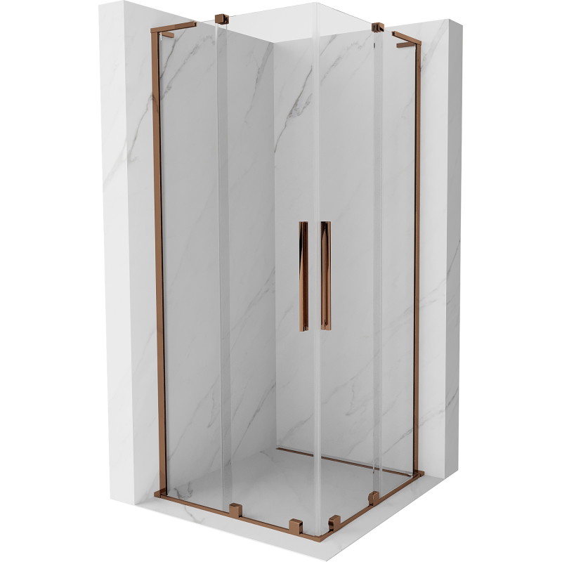 Mexen Velar L Duo dušinurk liugustega 80 x 80 cm, läbipaistev, roosa kuld - 871-080-080-02-03-60