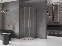 Mexen Velar L Duo kabina prysznicowa rozsuwana 80 x 80 cm, transparent, różowe złoto - 871-080-080-02-03-60