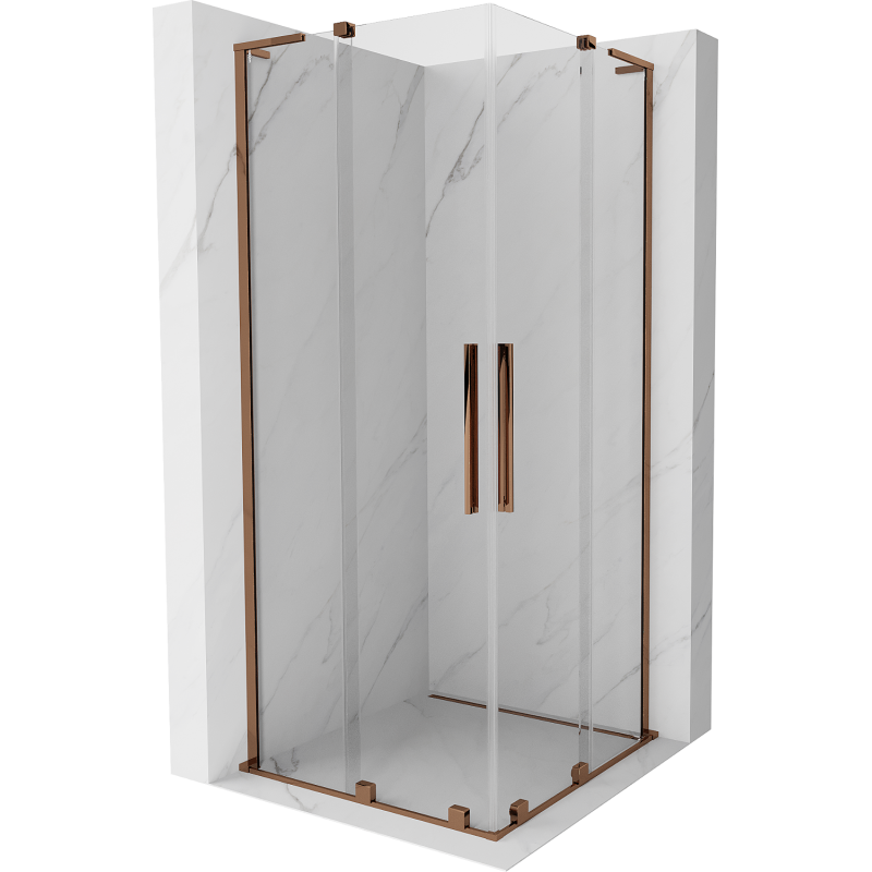 Mexen Velar L Duo Duschkabine zum Schieben 90 x 90 cm, transparent, Roségold - 871-090-090-02-03-60
