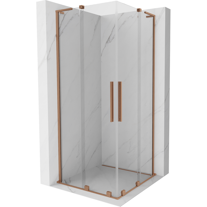 Mexen Velar L Duo kabina prysznicowa rozsuwana 80 x 80 cm, transparent, miedź szczotkowana - 871-080-080-02-03-65