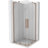 Mexen Velar L Duo klizna tuš kabina 90 x 90 cm, prozirna, brušena bakar - 871-090-090-02-03-65