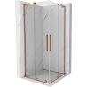 Mexen Velar L Duo lükand dušikabiin 90 x 90 cm, läbipaistev, harjatud vask - 871-090-090-02-03-65