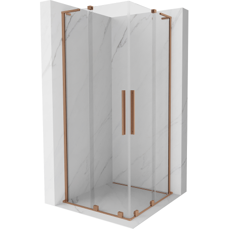 Mexen Velar L Duo Duschkabine zum Schieben 100 x 100 cm, transparent, gebürstetes Kupfer - 871-100-100-02-03-65