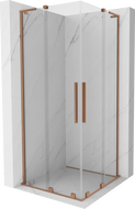 Mexen Velar L Duo drsna tuš kabina 100 x 100 cm, prozorna, brušena medenina - 871-100-100-02-03-65