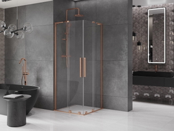 Mexen Velar L Duo kabina prysznicowa rozsuwana 90 x 90 cm, transparent, miedź szczotkowana - 871-090-090-02-03-65