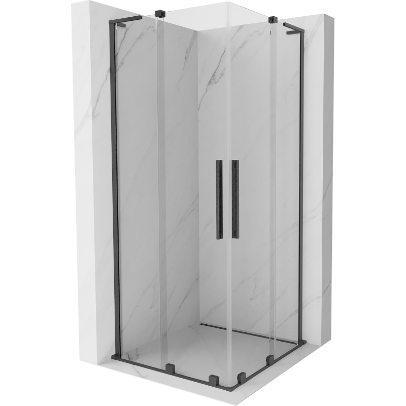 Mexen Velar L Duo cabine de duche deslizante 100 x 100 cm, transparente, cinza escovado - 871-100-100-02-03-66