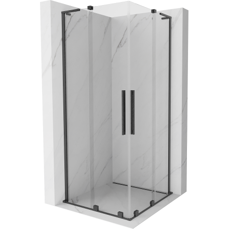 Mexen Velar L Duo klizni tuš kabina klizna 100 x 100 cm, prozirna, brušeni gun gray - 871-100-100-02-03-66