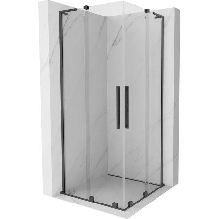 Mexen Velar L Duo Schiebeduschkabine 100 x 100 cm, transparent, gebürstetes Kanonengrau - 871-100-100-02-03-66