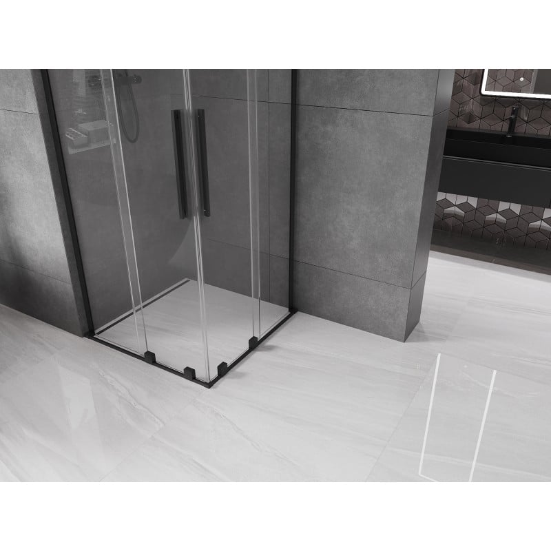 Mexen Velar L Duo cabina de duche de correr 80 x 80 cm, transparente, preta - 871-080-080-02-03-70