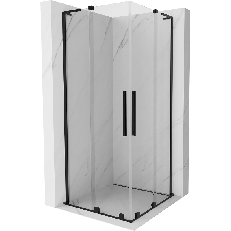 Mexen Velar L Duo kabina prysznicowa rozsuwana 100 x 100 cm, transparent, czarna - 871-100-100-02-03-70
