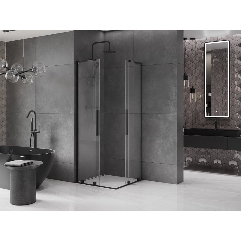Mexen Velar L Duo dušikabiin, lükanduks 80 x 80 cm, läbipaistev, must - 871-080-080-02-03-70