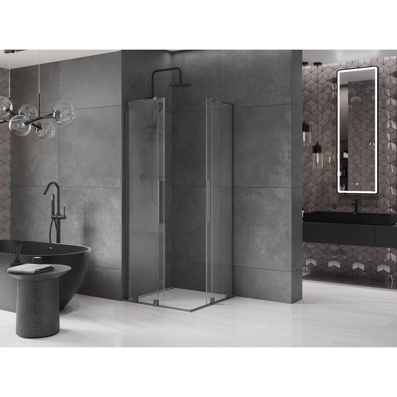 Mexen Velar L Duo liuglev dušinurk 100 x 100 cm, läbipaistev, gunmetal - 871-100-100-02-03-95