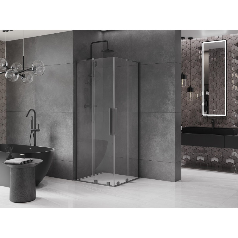 Mexen Velar L Duo liuglev dušinurk 100 x 100 cm, läbipaistev, gunmetal - 871-100-100-02-03-95