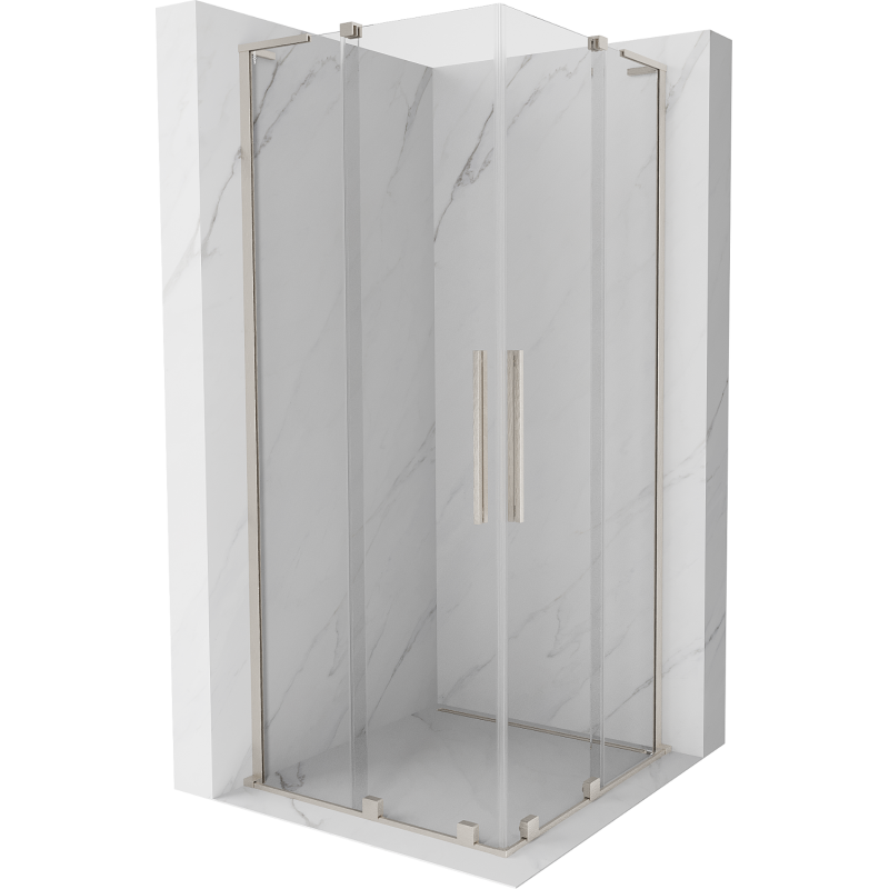 Mexen Velar L Duo cabine de duche corrediça 80 x 80 cm, transparente, níquel escovado - 871-080-080-02-03-97