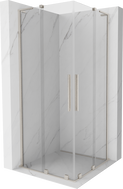 Mexen Velar L Duo klizna kabina za tuš s kliznim vratima 80 x 80 cm, prozirna, brušeni nikal - 871-080-080-02-03-97