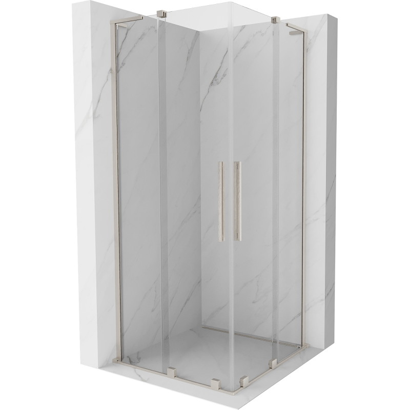 Mexen Velar L Duo lükanddušikabiin 90 x 90 cm, läbipaistev, harjatud nikkel - 871-090-090-02-03-97