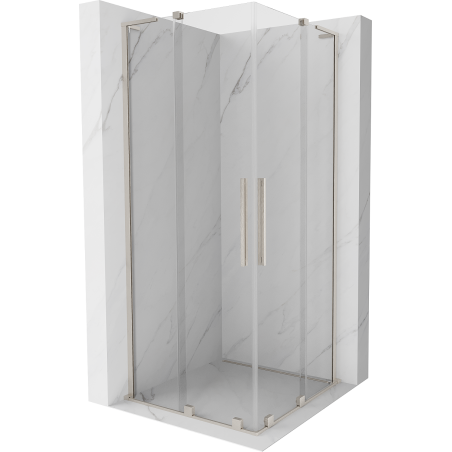 Mexen Velar L Duo Schiebeduschkabine 90 x 90 cm, transparent, gebürstetes Nickel - 871-090-090-02-03-97