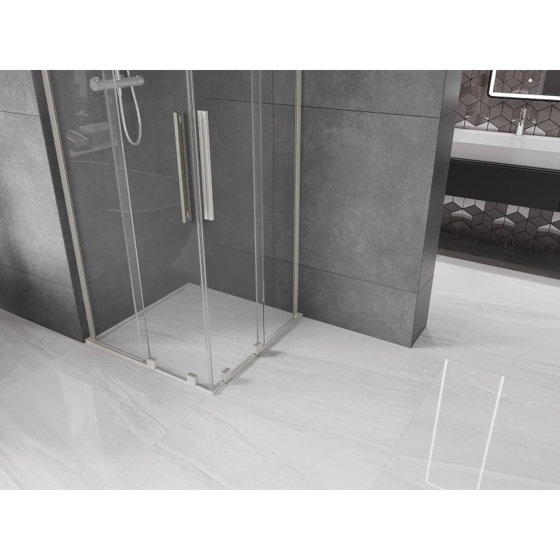 Mexen Velar L Duo kabina prysznicowa rozsuwana 80 x 80 cm, transparent, nikiel szczotkowany - 871-080-080-02-03-97