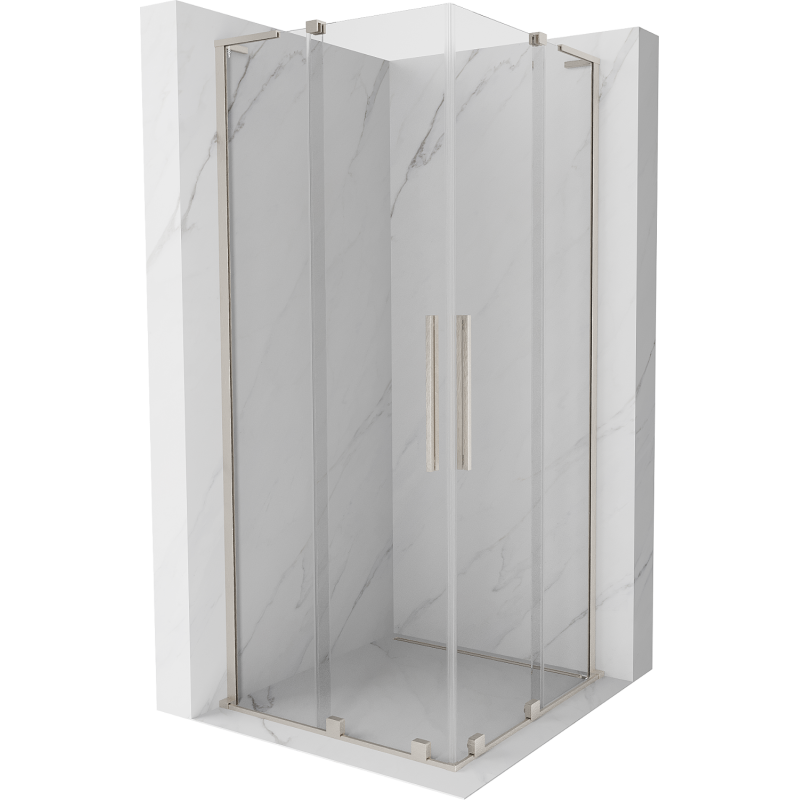 Mexen Velar L Duo cabina doccia scorrevole 100 x 100 cm, trasparente, nichel spazzolato - 871-100-100-02-03-97