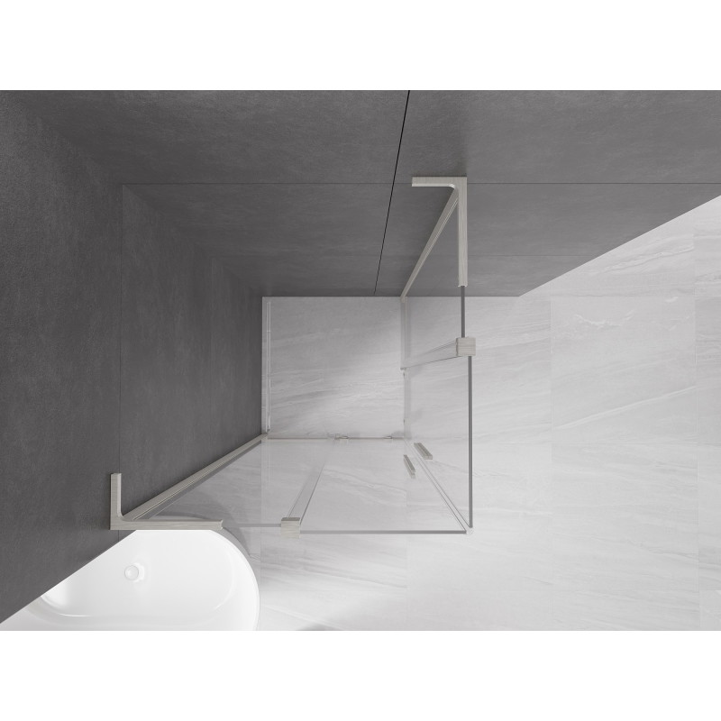 Mexen Velar L Duo klizna kabina za tuš s kliznim vratima 80 x 80 cm, prozirna, brušeni nikal - 871-080-080-02-03-97