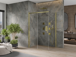 Mexen Omega schuifbare douchecabine 130 x 90 cm, transparant, goud- 825-130-090-50-00