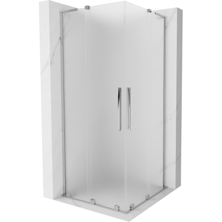 Mexen Velar L Duo cabine de douche coulissante 80 x 80 cm, givre, chrome - 871-080-080-02-33-01