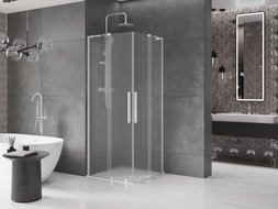 Mexen Velar L Duo klizna tuš kabina na razvlačenje 90 x 90 cm, matirano, kromirano - 871-090-090-02-33-01