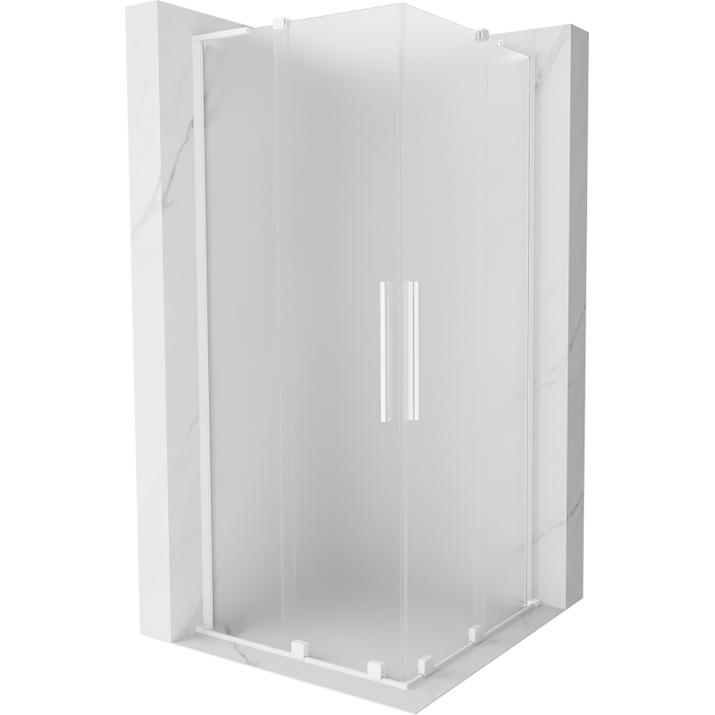 Mexen Velar L Duo cabina de duche deslizante 80 x 80 cm, fosco, branca - 871-080-080-02-33-20