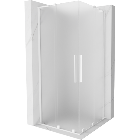 Mexen Velar L Duo klizna kabina za tuširanje 90 x 90 cm, matirano staklo, bijela - 871-090-090-02-33-20
