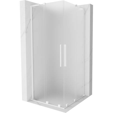 Mexen Velar L Duo sliding shower enclosure 90 x 90 cm, frosted, white - 871-090-090-02-33-20