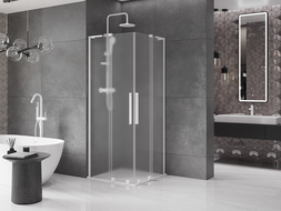 Mexen Velar L Duo skjutbar duschkabin 80 x 80 cm, frost, vit - 871-080-080-02-33-20