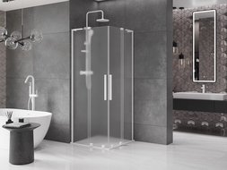 Mexen Velar L Duo kabina prysznicowa rozsuwana 90 x 90 cm, szron, biała - 871-090-090-02-33-20