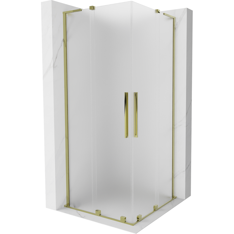 Mexen Velar L Duo kabina prysznicowa rozsuwana 80 x 80 cm, szron, złota - 871-080-080-02-33-50