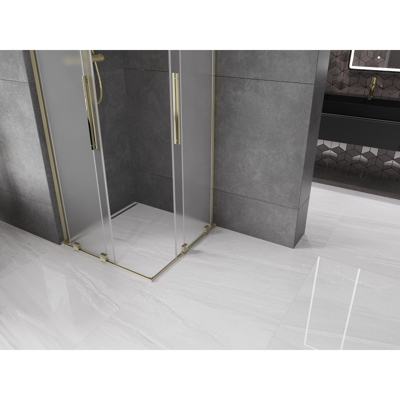 Mexen Velar L Duo kabina prysznicowa rozsuwana 80 x 80 cm, szron, złota - 871-080-080-02-33-50