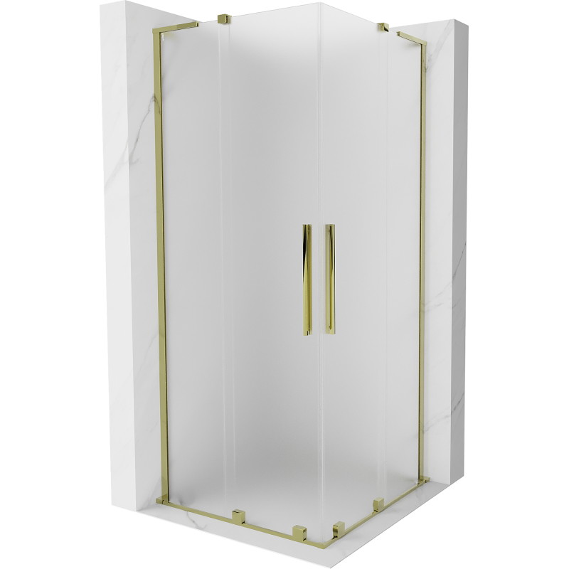 Mexen Velar L Duo klizna kabina za tuš 90 x 90 cm, mraz, zlatna - 871-090-090-02-33-50
