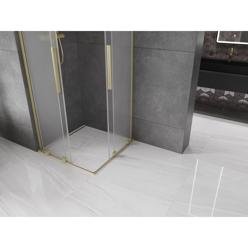 Mexen Velar L Duo kabina prysznicowa rozsuwana 90 x 90 cm, szron, złota szczotkowana - 871-090-090-02-33-55