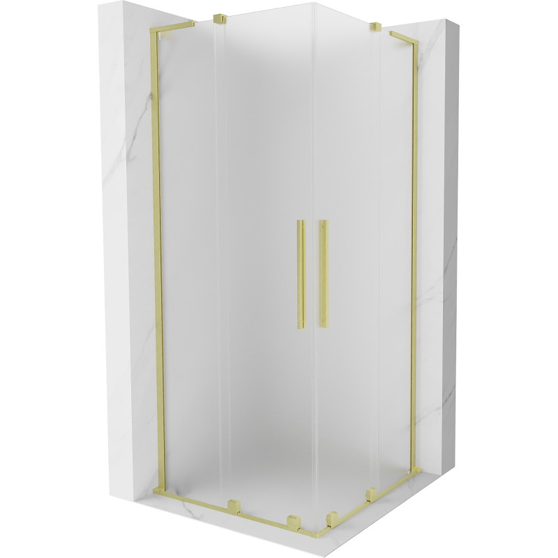 Mexen Velar L Duo lükandustega dušinurk 90 x 90 cm, härmatatud, harjatud kuldne - 871-090-090-02-33-55