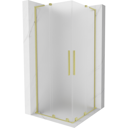 Mexen Velar L Duo cabine de douche coulissante 90 x 90 cm, givré, or brossé - 871-090-090-02-33-55