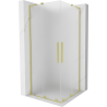 Mexen Velar L Duo sliding shower enclosure 90 x 90 cm, frosted, brushed gold - 871-090-090-02-33-55