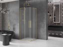 Mexen Velar L Duo drsna pršna kabina 80 x 80 cm, mraz, zlato brušena - 871-080-080-02-33-55