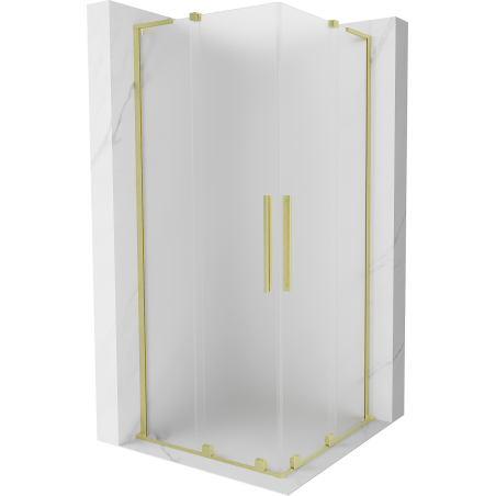 Mexen Velar L Duo Sliding Shower Enclosure 100 x 100 cm, Frosted, Brushed Gold - 871-100-100-02-33-55