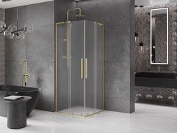 Mexen Velar L Duo klizna tuš kabina klizna 90 x 90 cm, mat, zlatna brušena - 871-090-090-02-33-55