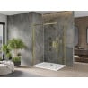 Mexen Omega cabine de douche coulissante 100 x 70 cm, transparente, dorée + receveur Flat - 825-100-070-50-00-4010