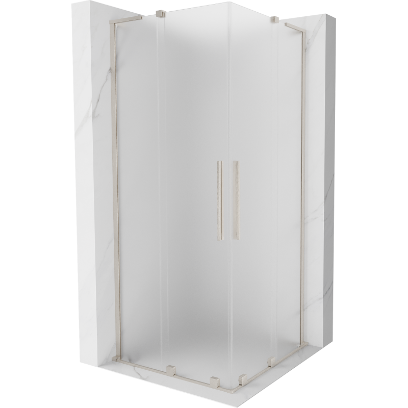 Mexen Velar L Duo kabina prysznicowa rozsuwana 80 x 80 cm, szron, nikiel szczotkowany - 871-080-080-02-33-97