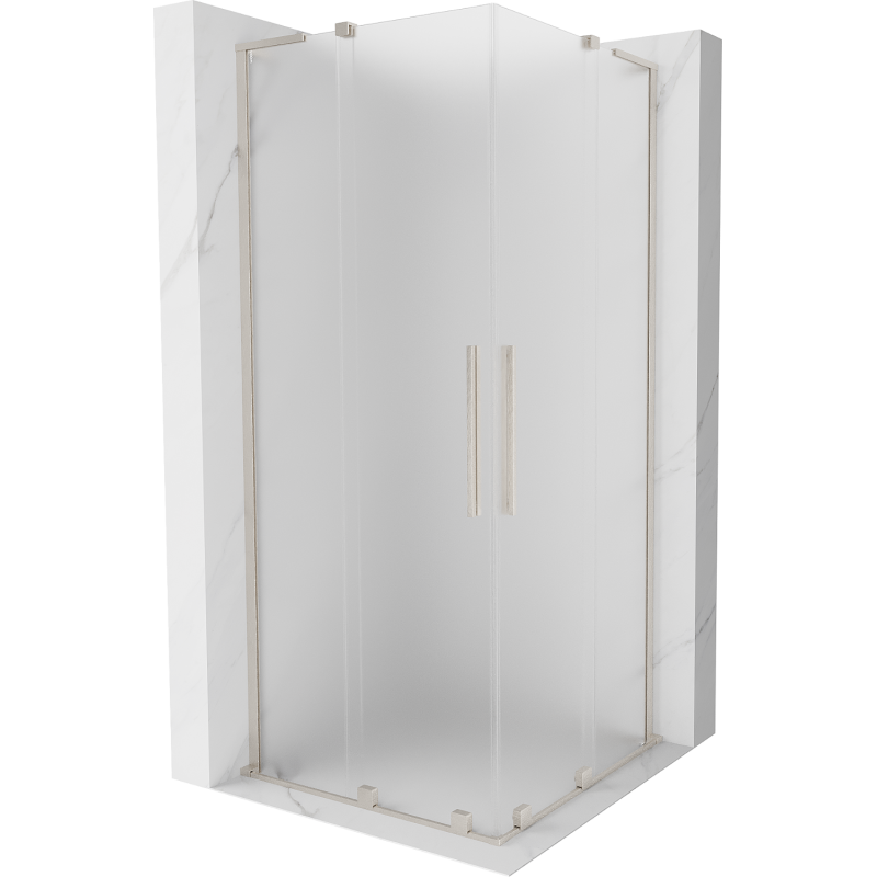 Mexen Velar L Duo cabina doccia scorrevole 90 x 90 cm, smerigliato, nichel spazzolato - 871-090-090-02-33-97